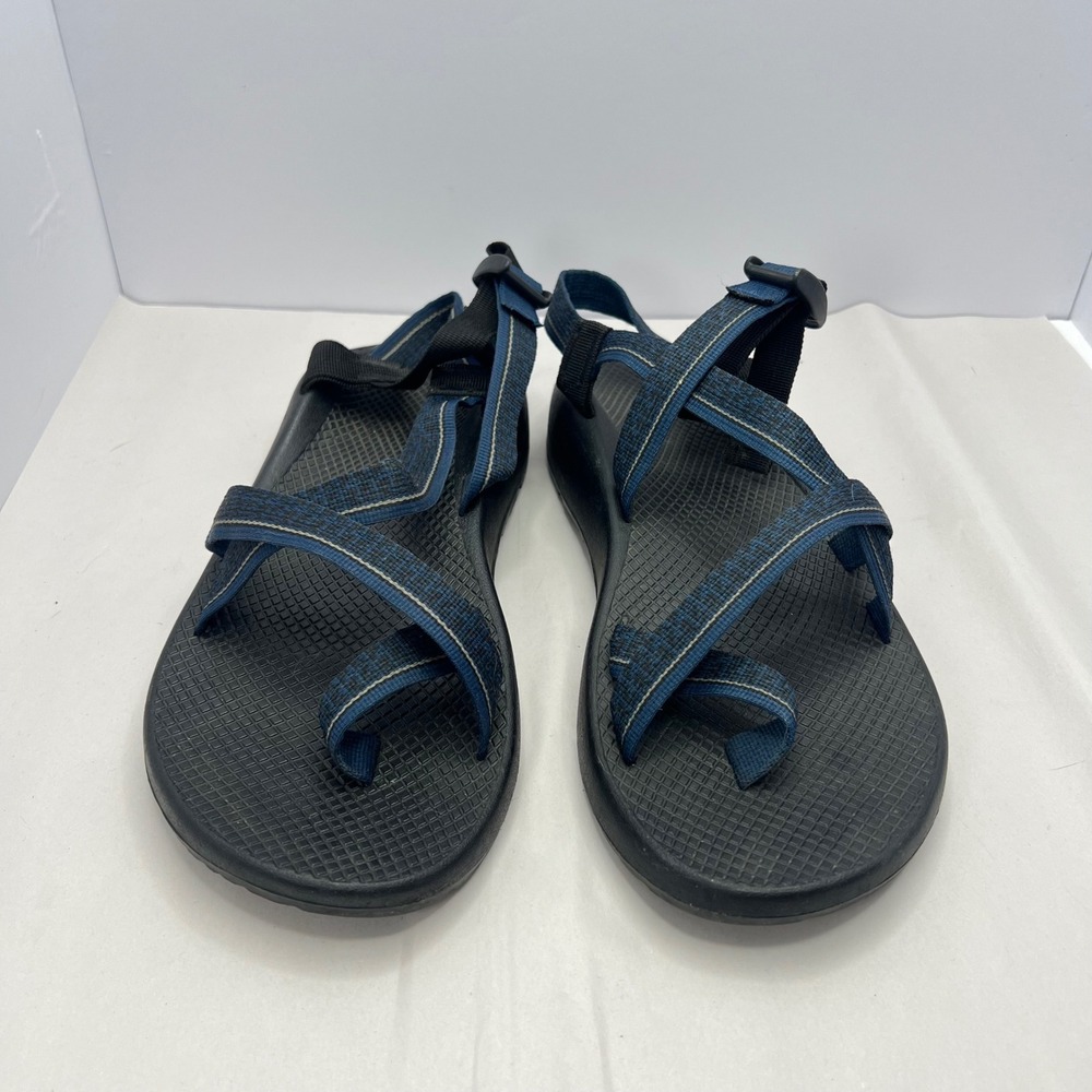 Chaco Z/Cloud 2 Sandals Mens 11 Blue Black Stripe Toe Loop Hiking Outdoor Sport